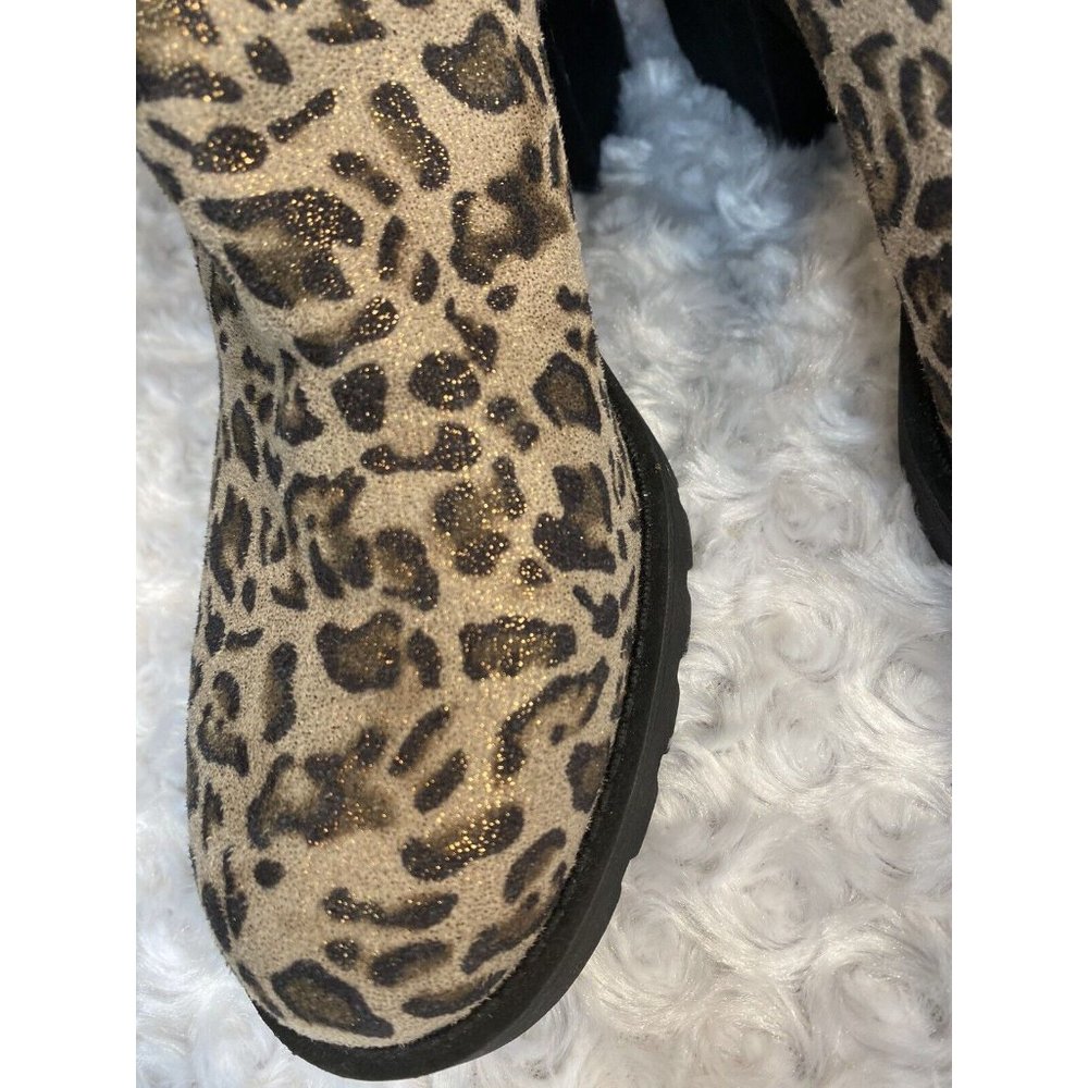 Xappeal Size 9 Laura Chunky Heeled Booties Cheetah Print Gold Fleck - Picture 3 of 10